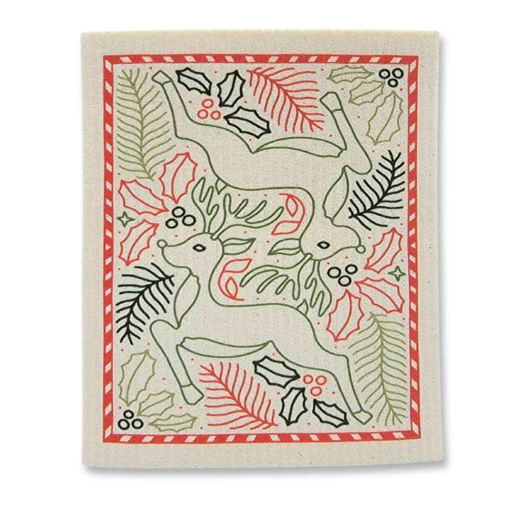 Swedish Dishcloth — Holiday Reindeer