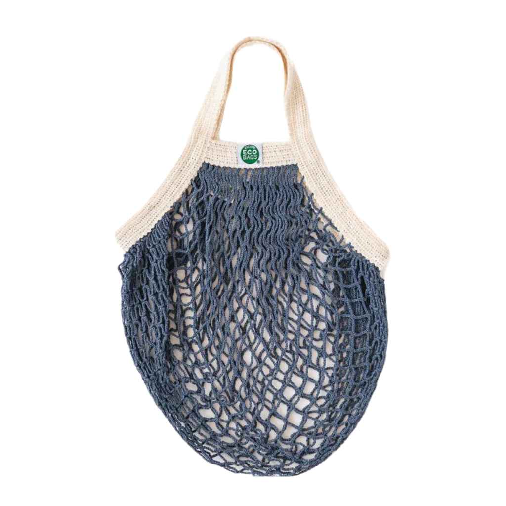Reusable MINI Market String Bag in dusty Storm Blue color, made by EcoBags