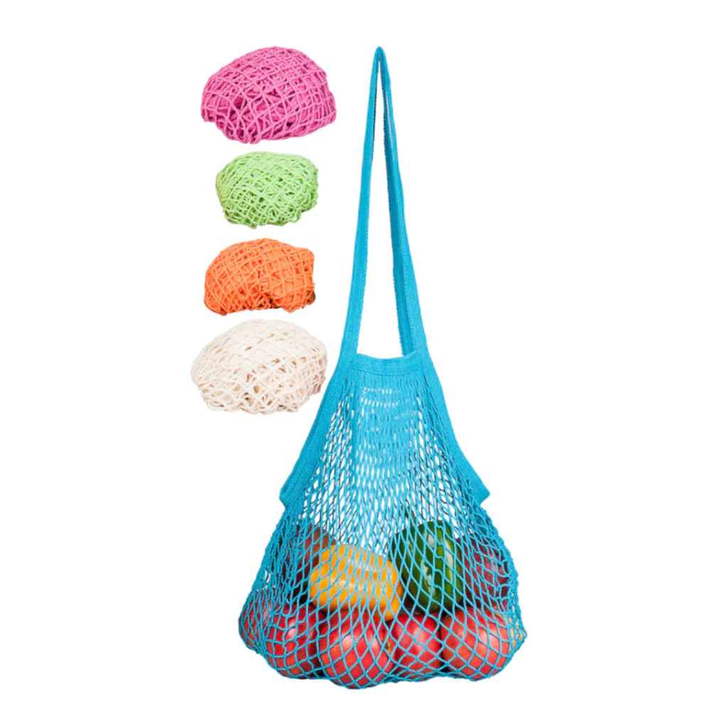 ECOBAGS reusable market string bag in five tropical colors