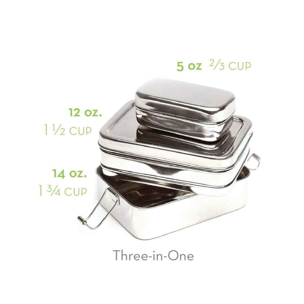 Stainless Steel Food Container Set, Dual Compartment