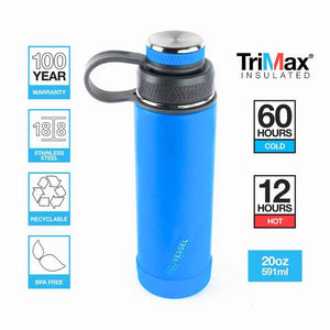 features of the EcoVessel BOULDER vacuum insulated reusable stainless steel water bottle, 20oz - recyclable, bpa free