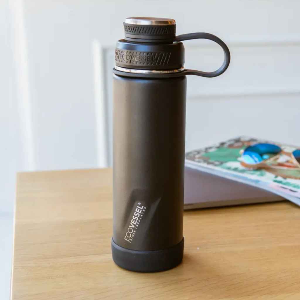 EcoVessel SUMMIT 24 oz Triple Insulated Stainless Steel Water Bottle w/  Flip Straw