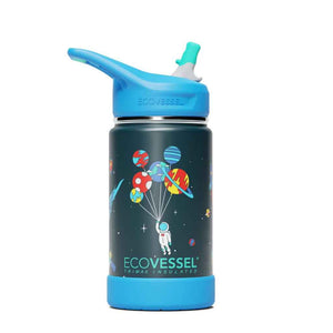 ecovessel kids insulated water bottle, blue, outer space design
