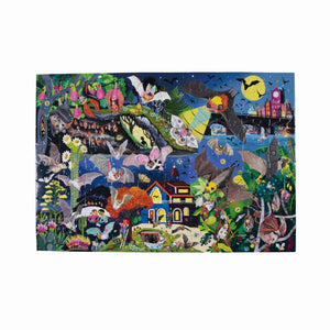 eeBoo 100 piece floor puzzle - LOVE OF BATS. Sustainably sourced & made of recycled materials. Glow in the dark.