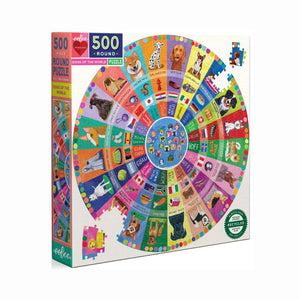 eeBoo jigsaw puzzle - Dogs of the World, round 500 piece puzzle