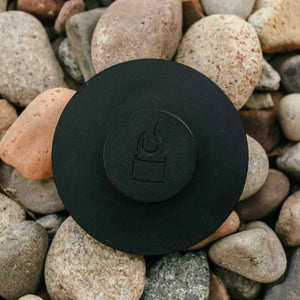 Black sniffer lid for FLIKRFIRE Personal Tabletop Fireplace for Indoor/Outdoor use. Runs on Isopropyl Alcohol. Made in USA.