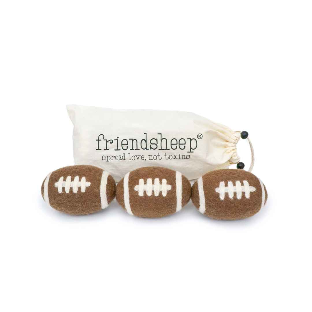 Friendsheep dryer balls - set of three footballs with cotton bag