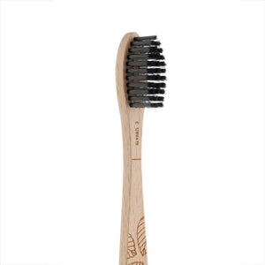 Georganics beechwood toothbrush head shown in black (soft bristles)