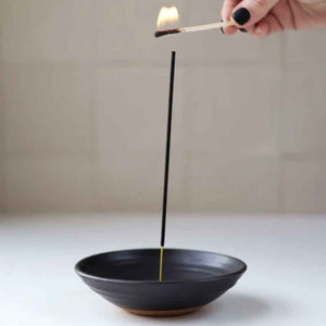 Gravesco Pottery handmade ceramic incense burner. Black glaze. Incense sticks not included. Made in USA.