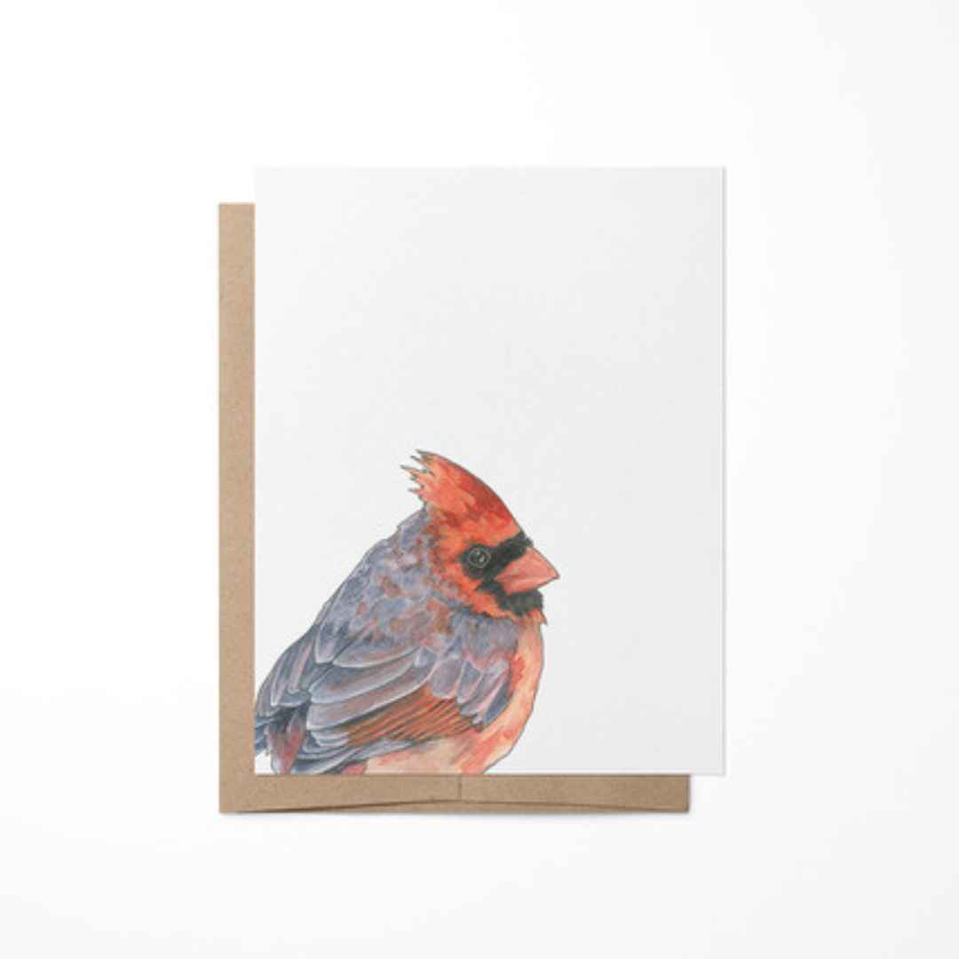 Heather S. Vitticore artisan notecards - hand drawn watercolor prints of animals and botanicals - Cardinal Print