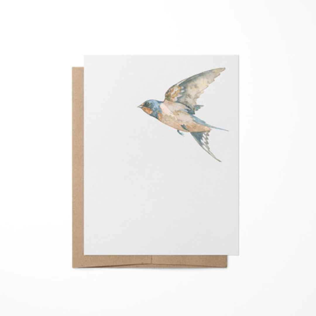 Heather S. Vitticore artisan notecards - hand drawn watercolor prints of animals and botanicals - Swallow Print