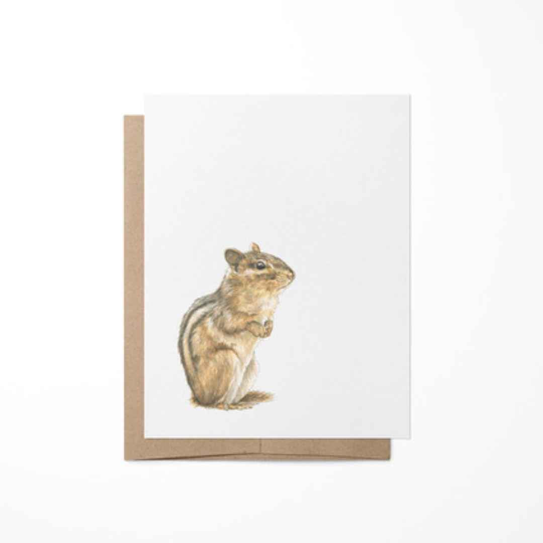 Heather S. Vitticore artisan notecards - hand drawn watercolor prints of animals and botanicals - Chipmunk Print