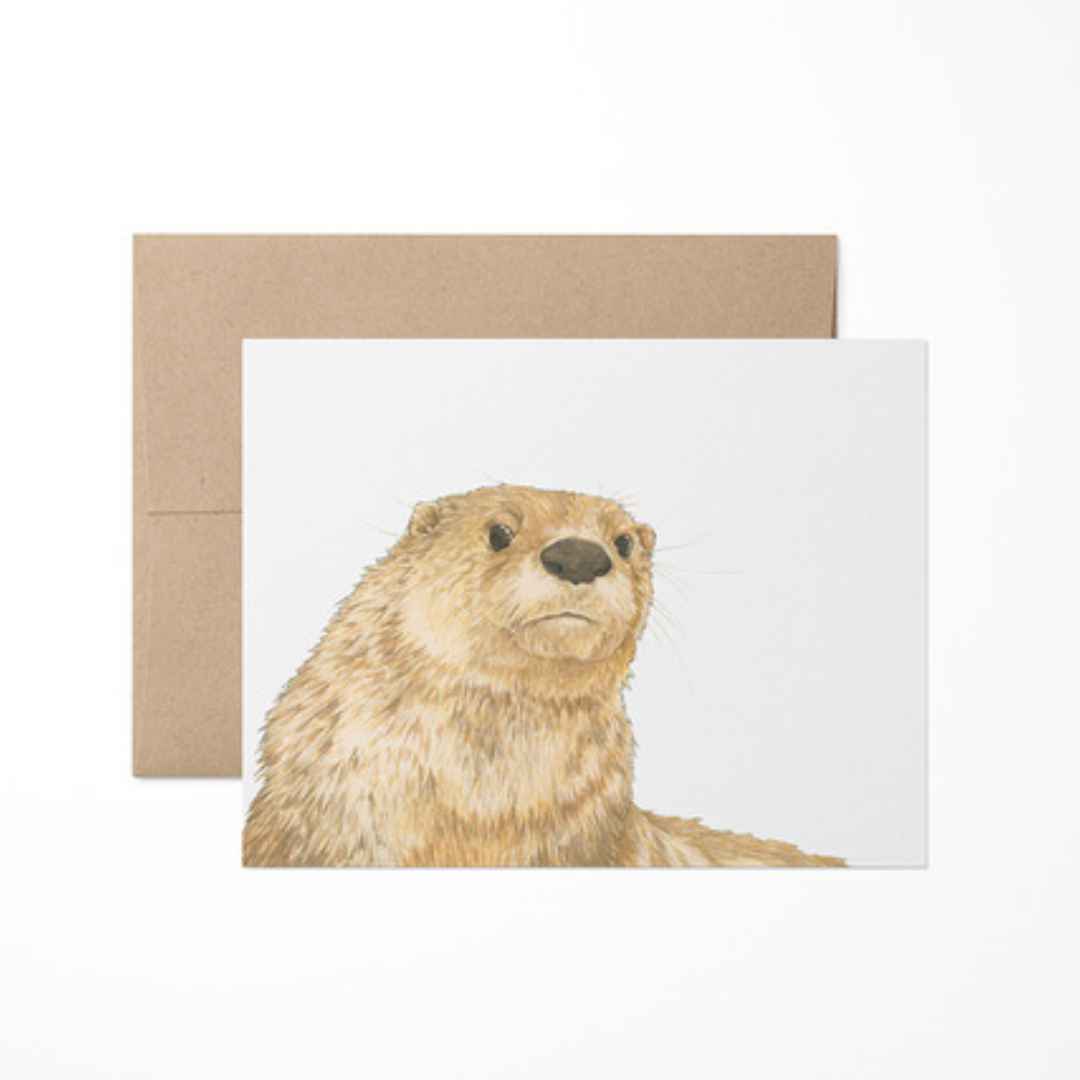 Heather S. Vitticore artisan notecards - hand drawn watercolor prints of animals and botanicals - Otter Print