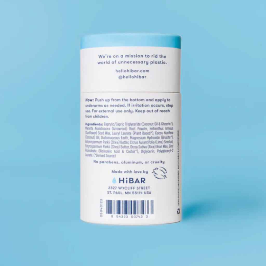 HiBAR All-Natural Deodorant | Sensitive Formula (Fragrance Free)