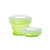 Collapsible reusable silicone travel cup and container - GoCup by humangear. 8oz. BPA-free, plastic-free. Shown in green, both expanded and collapsed.