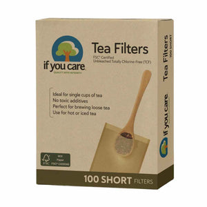 brown paper box of 100 short unbleached tea filters by If You Care