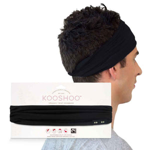 KOOSHOO™ organic cotton twist headband accessory, Fairtrade certified, black raven, unisex, multifunctional.