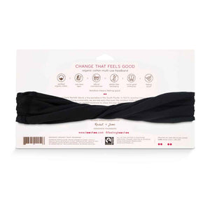 KOOSHOO™ organic cotton multi-use twist headband - certified organic, fairtrade certified, plastic-free, social good, ethically sourced materials.