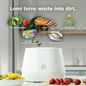 Lomi Kitchen Countertop Composter appliance turns waste into dirt - compost veggies, bread, yard waste, compostable packaging, animal products