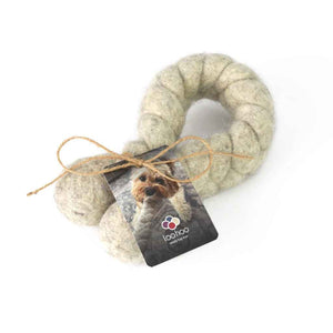 100% natural wool braided dog toy, tug toy from LooHoo. Made in USA.