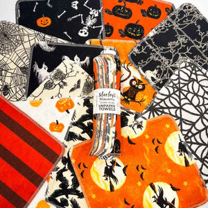 Marley's Monsters UNpaper Towels - reusable cotton flannel towels in fun Limited Edition designs for Halloween