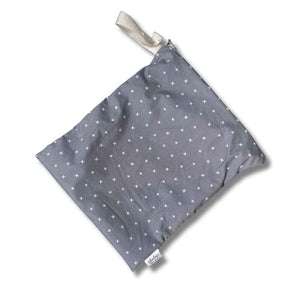 Grey fabric wet bag with cotton strap