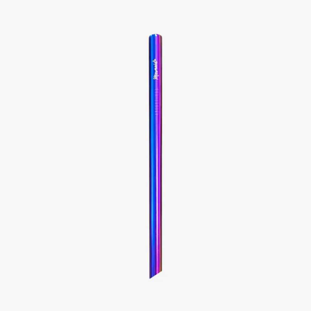 one stainless steel boba tea reusable straw, multicolored, rainbow