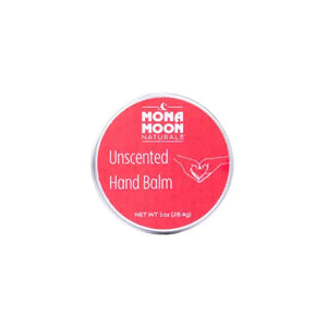 Mona Moon Naturals Hand Balm unscented in 1oz recyclable tin. Made in Rochester, NY, USA.