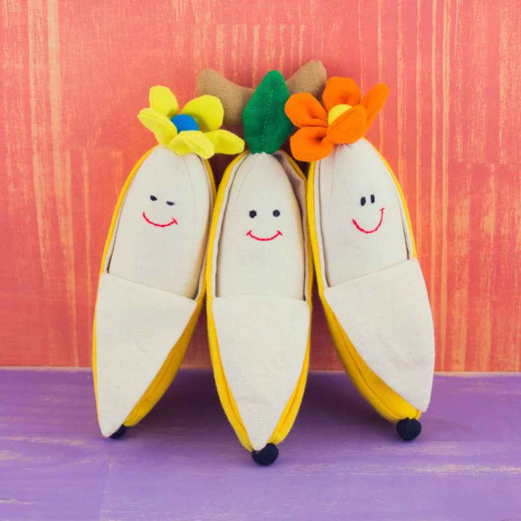 soft bunch of 3 bananas rattle toy made by Mr. Ellie Pooh