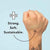 A graphic of a hand wearing a beige bamboo bandage, with the words Strong, Soft, and Sustainable. by PATCH