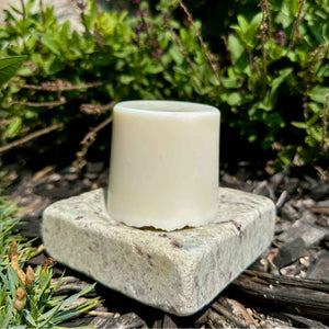 Cove Soap Dish made of reclaimed hand-cut granite, sustainably sourced. Made by Sea Stones in USA. 