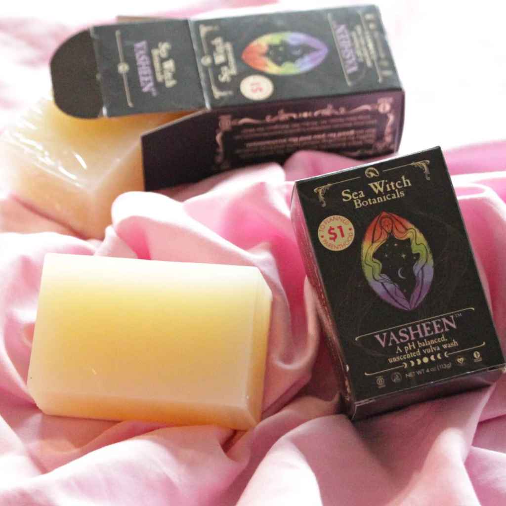 Sea Witch Botanicals Vasheen. pH balanced, uncented feminine wash, all natural, plastic free