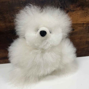 Shupaca stuffed bear, white, made of 100% baby alpaca fleece. 7" tall