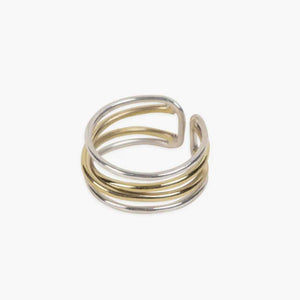 Sterling Silver and Brass ring made of recycled brass from bomshell casings, made in Cambodia, fair trade, upcycled meaningful jewelry, Brass Bombshell ring