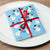 Blue Swedish Dishcloth with white snowman Pattern Front Side Eco-Friendly