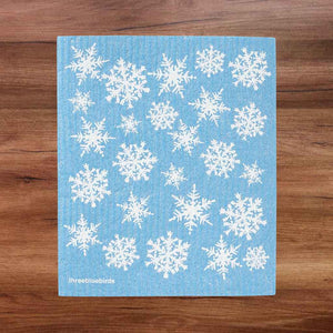 Swedish dishcloth, blue with white snowflake pattern