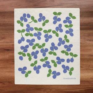White Swedish Dishcloth Blueberries Pattern