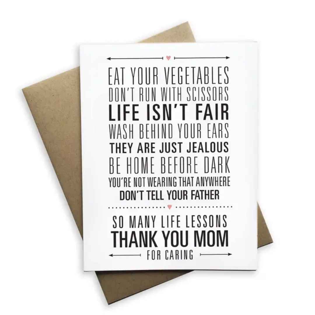 Notecard | Thank You Mom for Caring (Life Lessons)