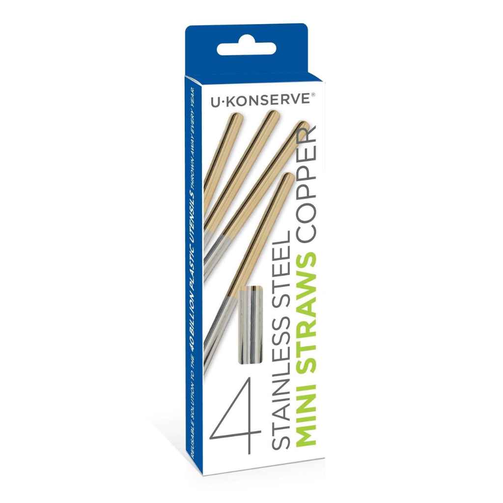 Stainless Steel &amp; Copper Cocktail Straws — 4 pack