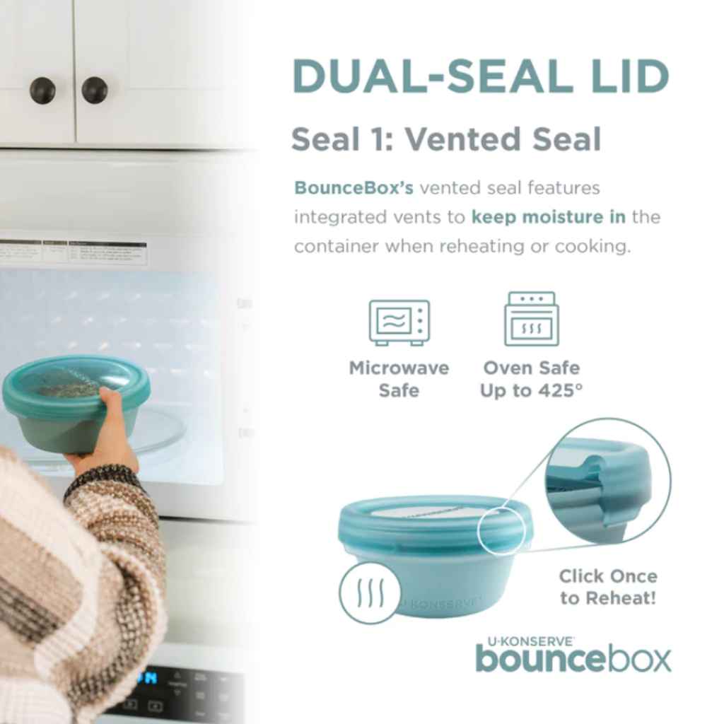 set of two silicone food storage containers with tops featuring a dual-seal lid