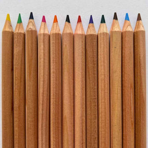 Unlacquered Colored Pencils made of Incense Cedar wood from certified well-managed forests. Wisdom Supply Co. 