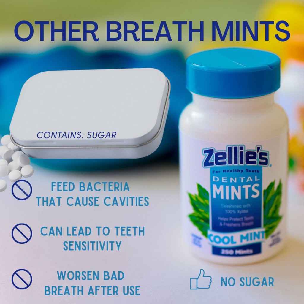 comparison chart of other breath mints and Zellie&#39;s