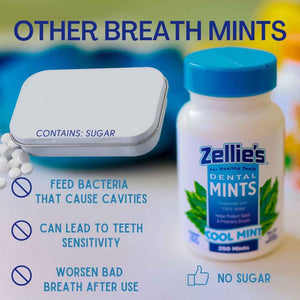comparison chart of other breath mints and Zellie's