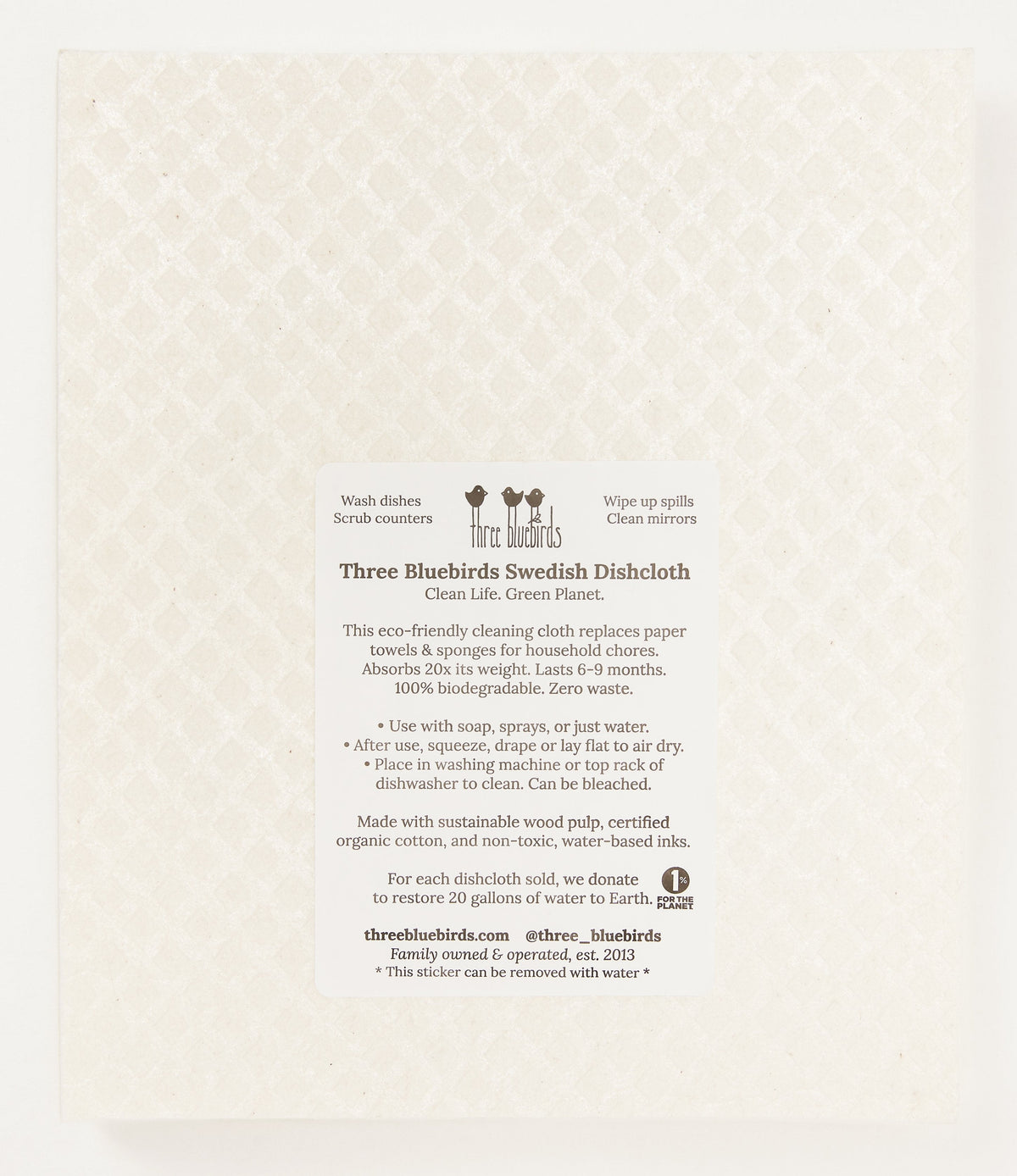 White Swedish Dishcloth Fungi Pattern Back Side Eco-Friendly