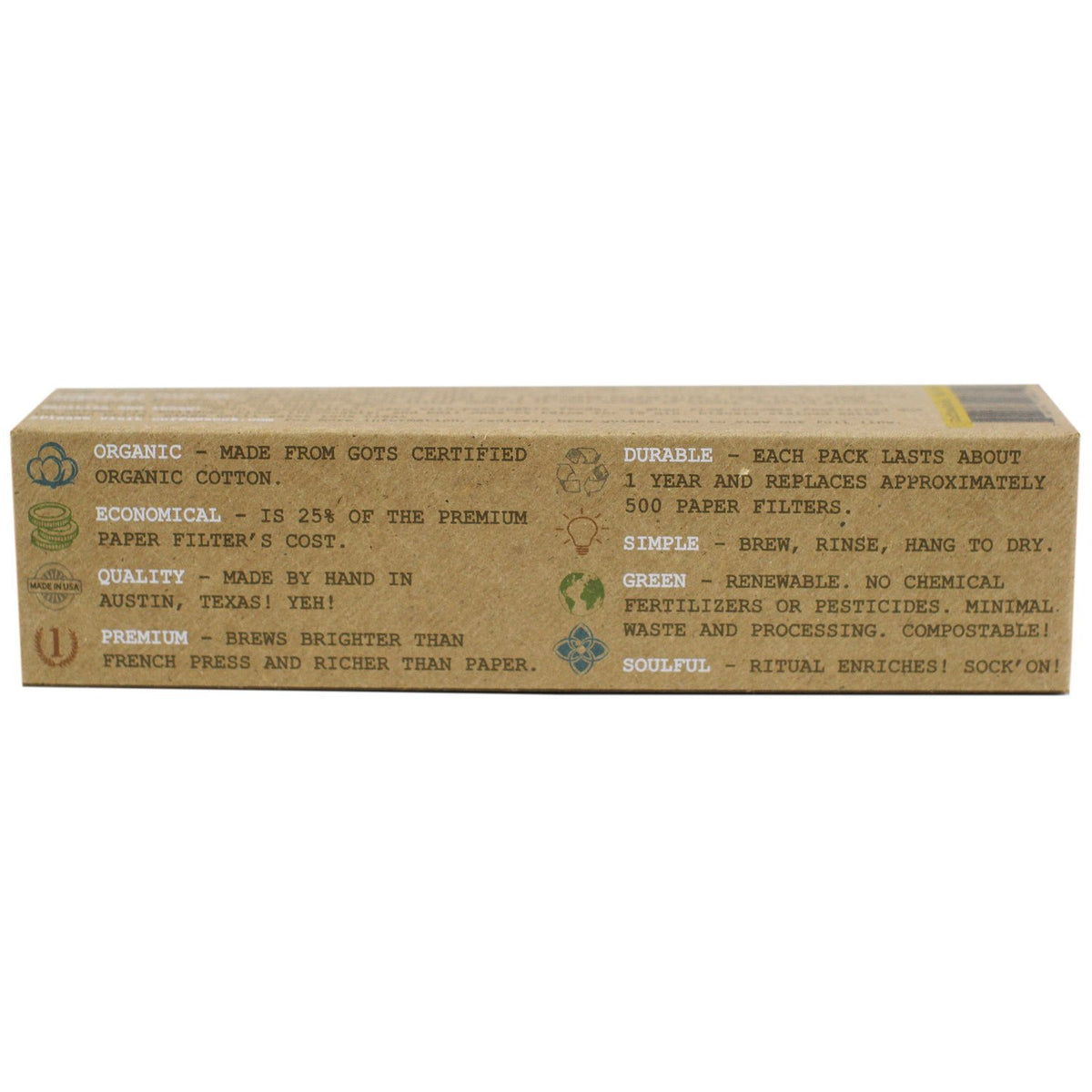 Reusable, organic cotton coffee filters made in the USA. Fits Chemex 6-13 or Vario v60.03