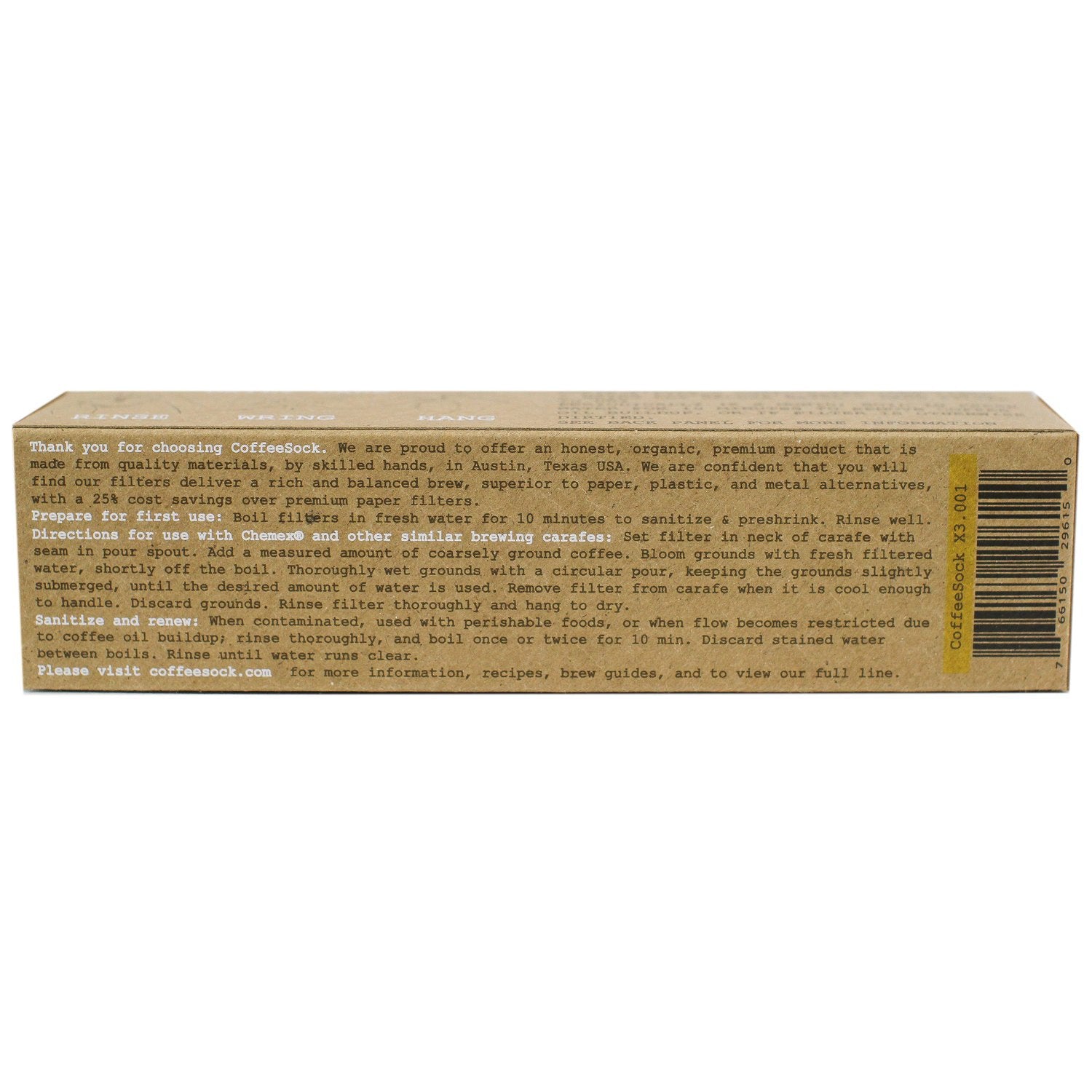 Reusable, organic cotton coffee filters made in the USA. Fits Chemex 6-13 or Vario v60.03