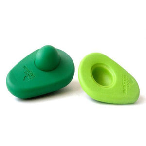 2 pack of reusable green silicon avocado huggers, separated