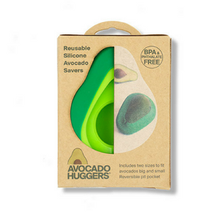 reusable green silicone avocado savers in brown packaging