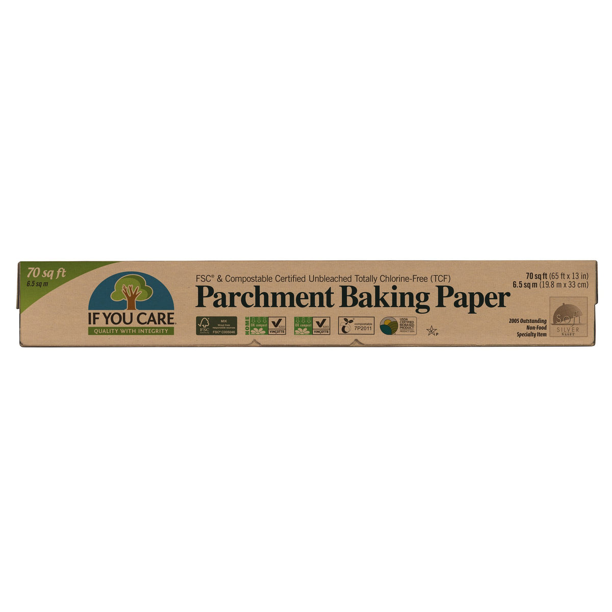 parchment baking paper package. roll contains 70 squarefeet