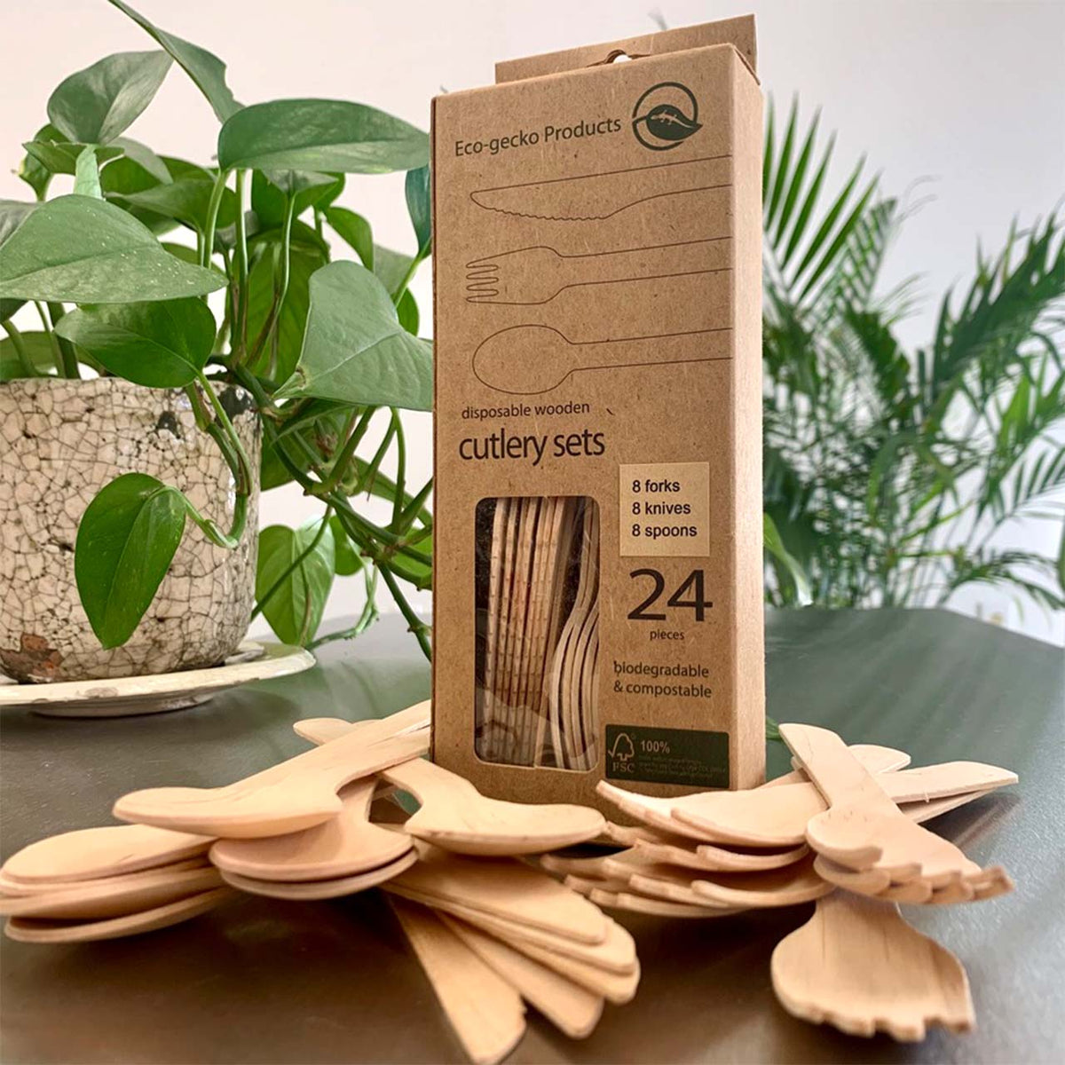  100% Compostable Forks Spoons Knives Cutlery Combo